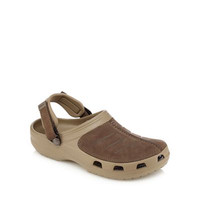 Crocs Khaki suede slip-on sandals